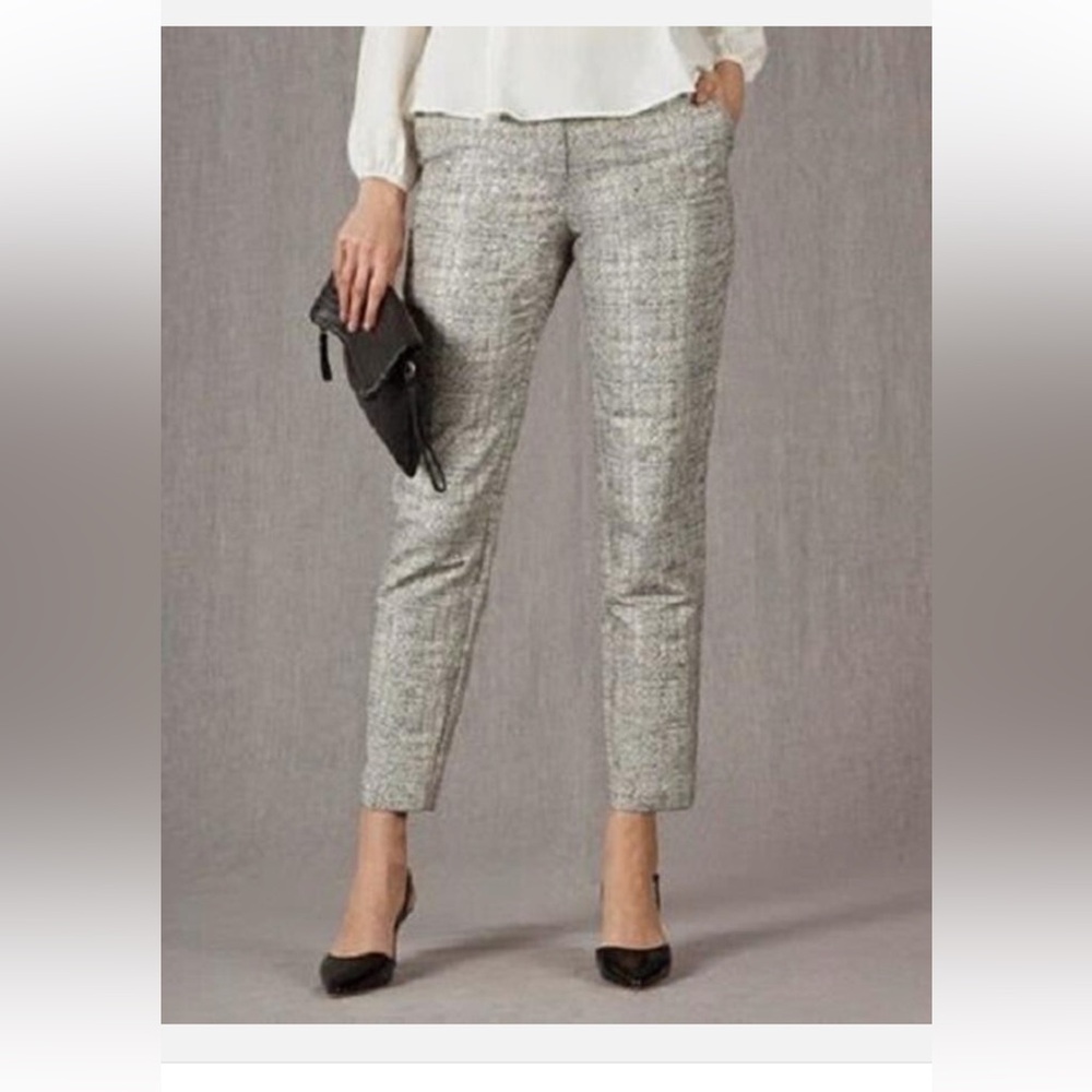 BODEN metallic crop cigarette pants GOLD NAVY IVORY size 10 tailored